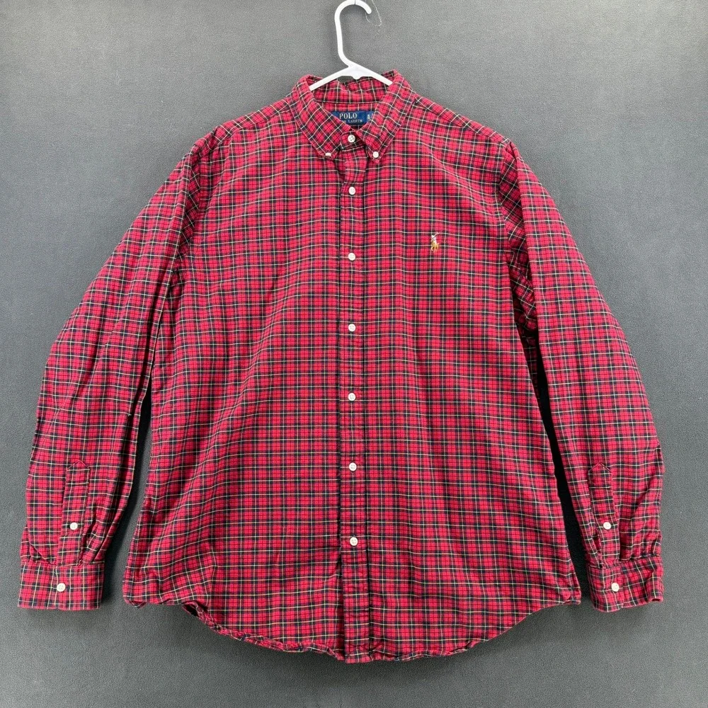 Polo Ralph Lauren Mens XL Classic Fit Red Plaid Button Down Shirt Long Sleeve